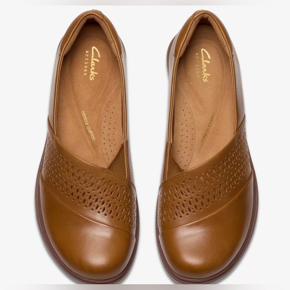 Clarks | Certina Edge Tan Leather Flat, Size 8W, NWT